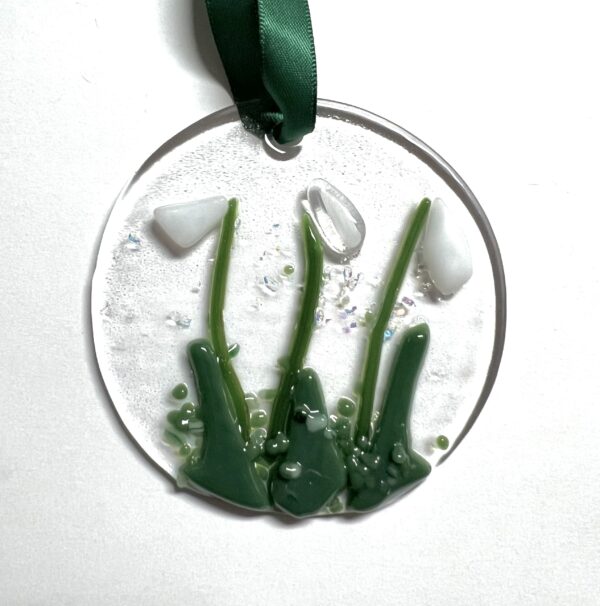 Fused glass snowdrop suncatcher