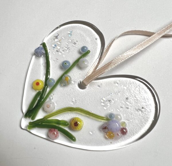 Fused glass flower heart