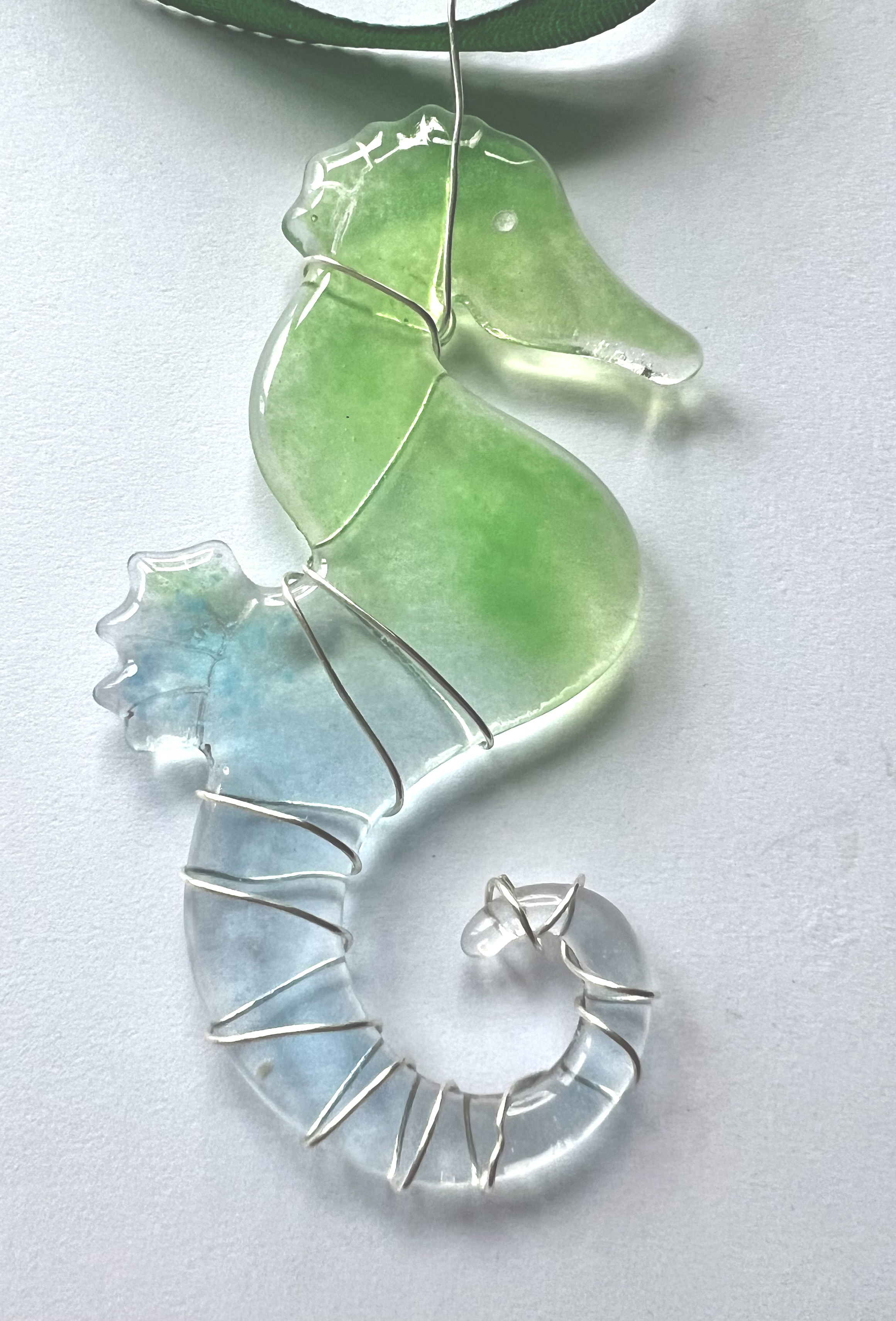 Handmade Fused glass seahorse