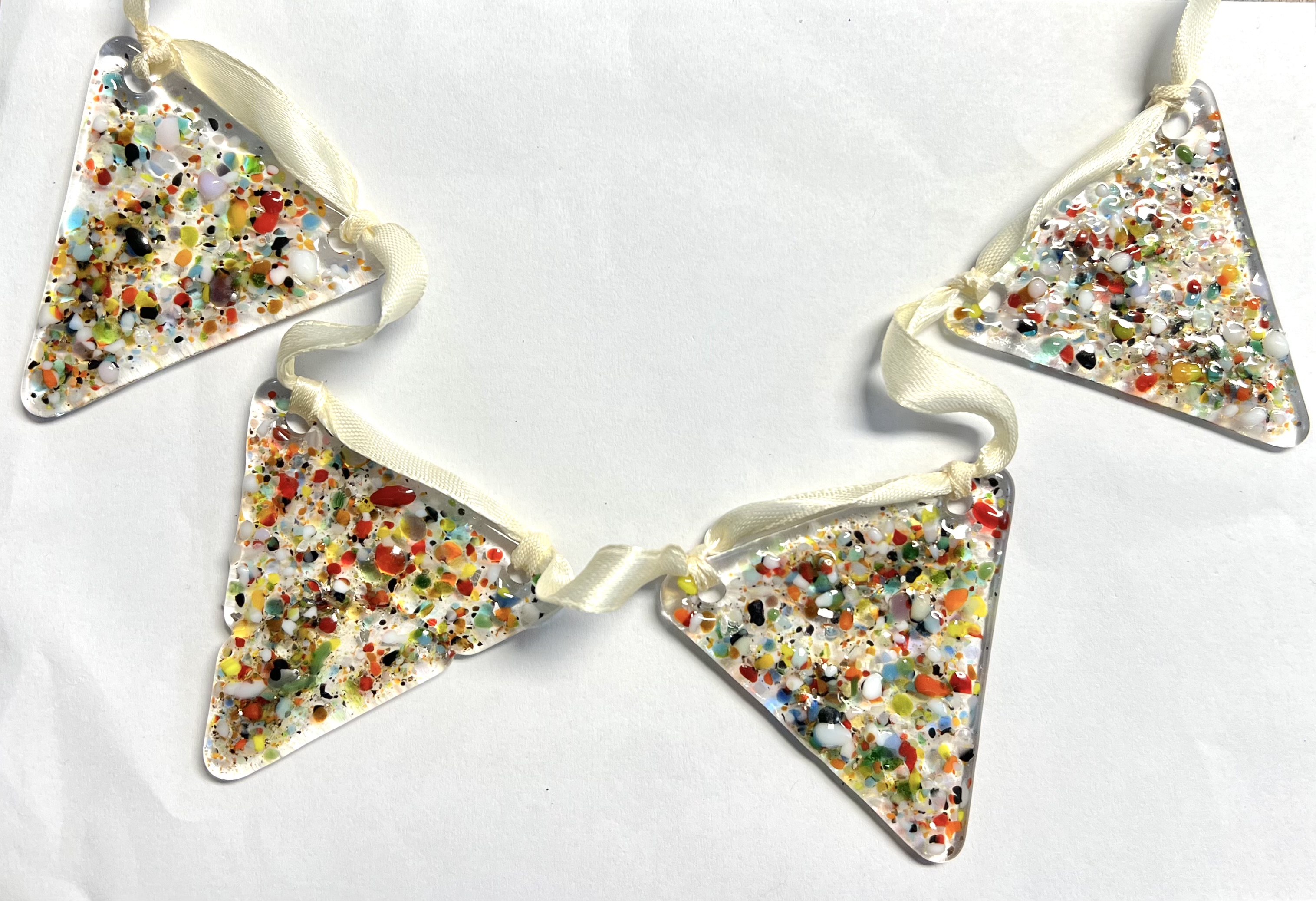 Handmade Fused glass bunting