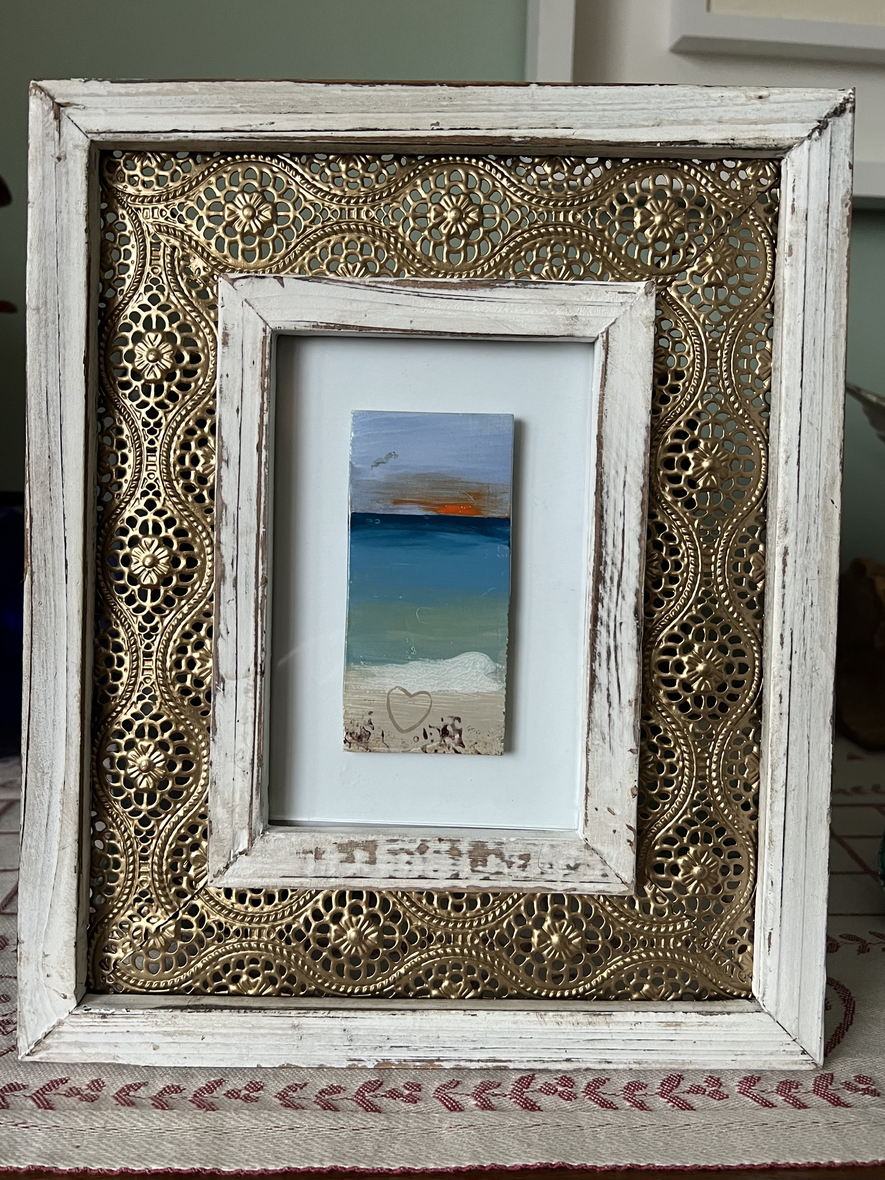 Seascape enamel picture
