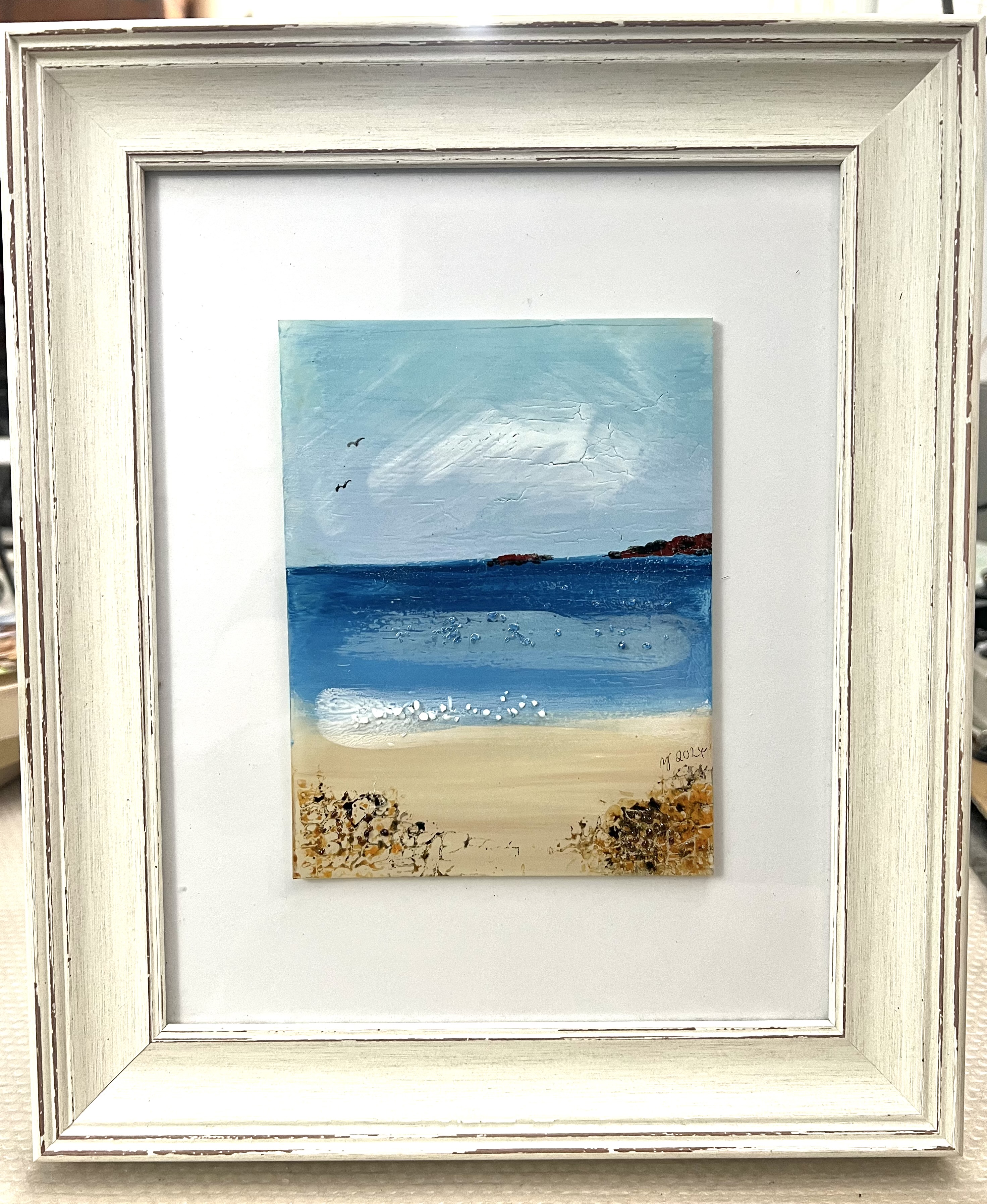 Seascape enamel on glass picture